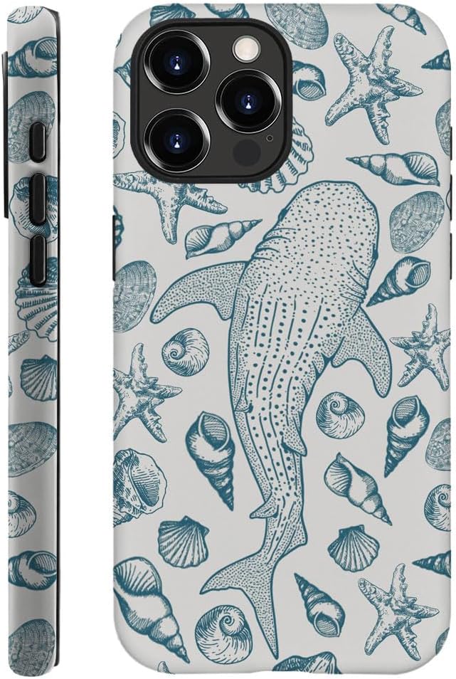 DAIZAG Case Compatible with iPhone 14 Pro,Fit Shockproof Cover for Women Girls,Beach Seashell Whale Ocean Aesthetic