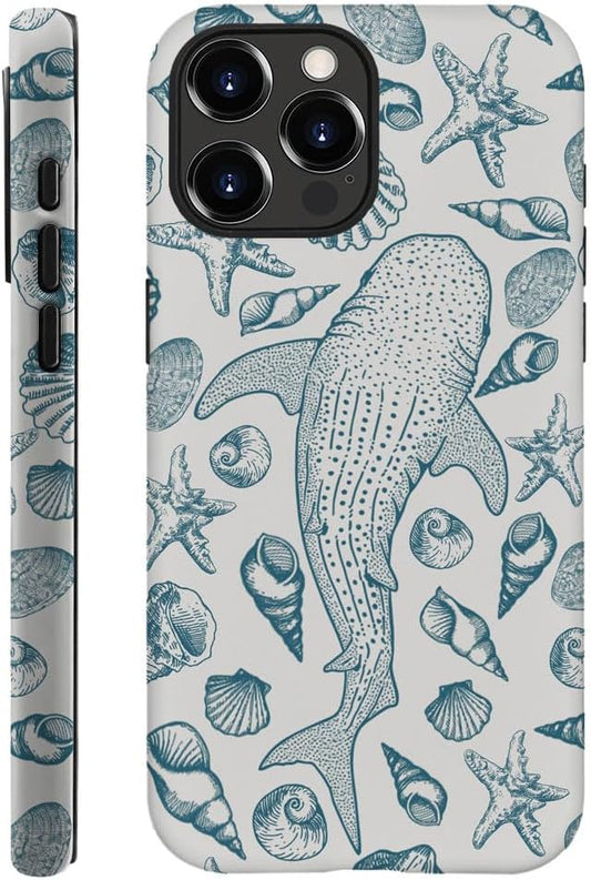 DAIZAG Case Compatible with iPhone 13 Pro,Fit Shockproof Cover for Women Girls,Beach Seashell Whale Ocean Aesthetic