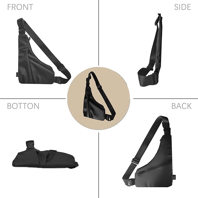 Lightweight Crossbody Bag for Women Men, Anti Theft Sling Bag with Back Pocket, Waterproof Chest Bag for Daily Use, Hiking, Cycling, Running.