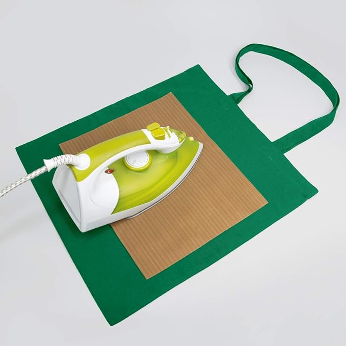 NPBAG 25 Pack 15'' X 16'' Green Cotton Tote Bags, Blank Bulk Cloth bags with 1pc of PTFE Teflon Sheet