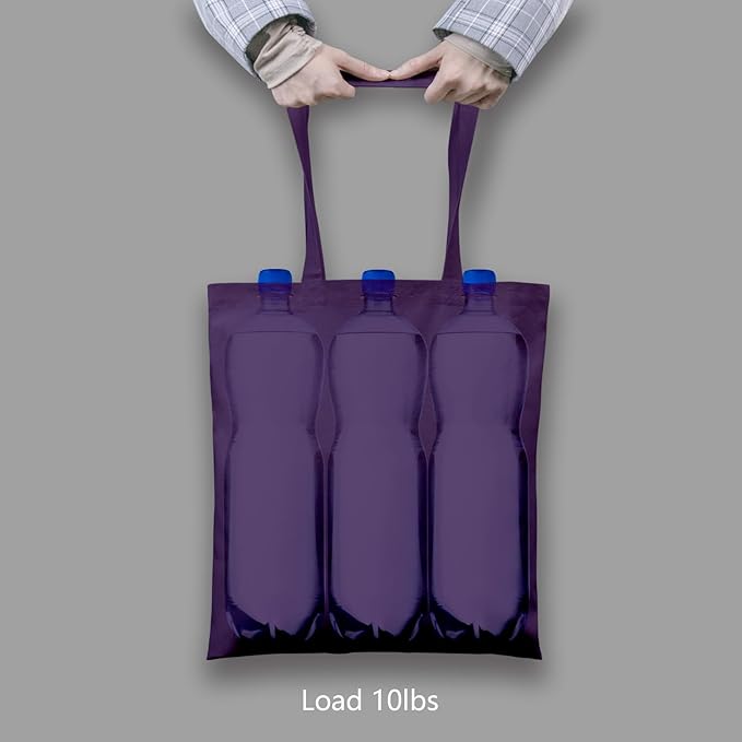 TOPDesign 24-Pack Economical 16"x15" Deep Purple Cotton Tote Bags, Lightweight Medium Reusable Grocery Shopping Cloth Bags, Suitable for DIY, Advertising, Promotion, Gift, Activity