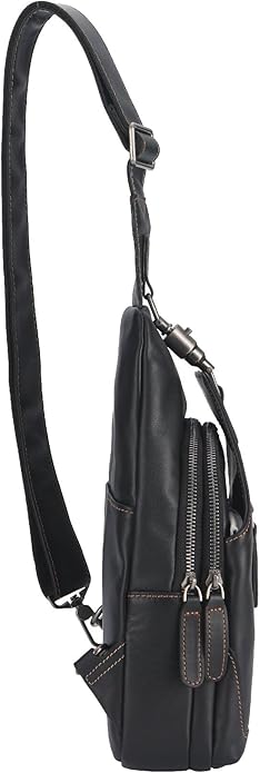 Genuine Leather Sling Bag for Men and Women Chest Pack Purse Crossbody Shoulder Bag Sling Backpack
