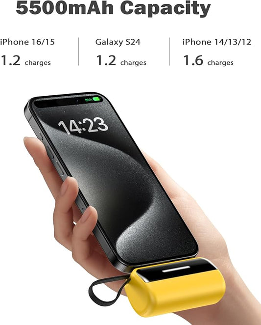 [2-Pack] Portable Charger Power Bank for iPhone,5500mAh USB C Battery Pack Travel Essentials Phone Charger Built in Cable & Foldable Stand,22.5W Fast Charging for iPhone 16/15/14,Samsung,Android