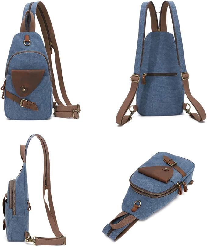 KL928 Canvas Sling Bag Crossbody Backpack Shoulder Casual Rucksack for Men Women