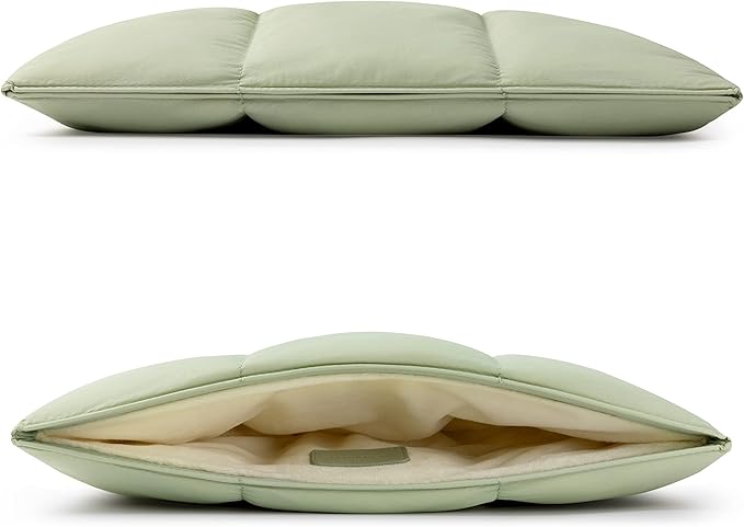 Comfyable Puffy Laptop Sleeve 15 Inch 16 Inch, Quilted Puffer Laptop Carrying Case, Pillow Pouch Compatible for MacBook Air 15 in M4 2025 & MacBook Pro 16 in M4 2024, Sage