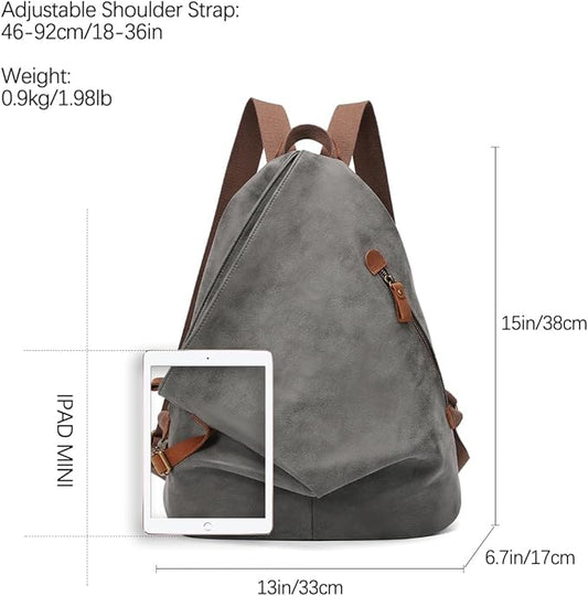 KL928 PU Leather Vintage Backpack – Large Casual Daypack Outdoor Travel Rucksack Hiking Backpacks for Men Women