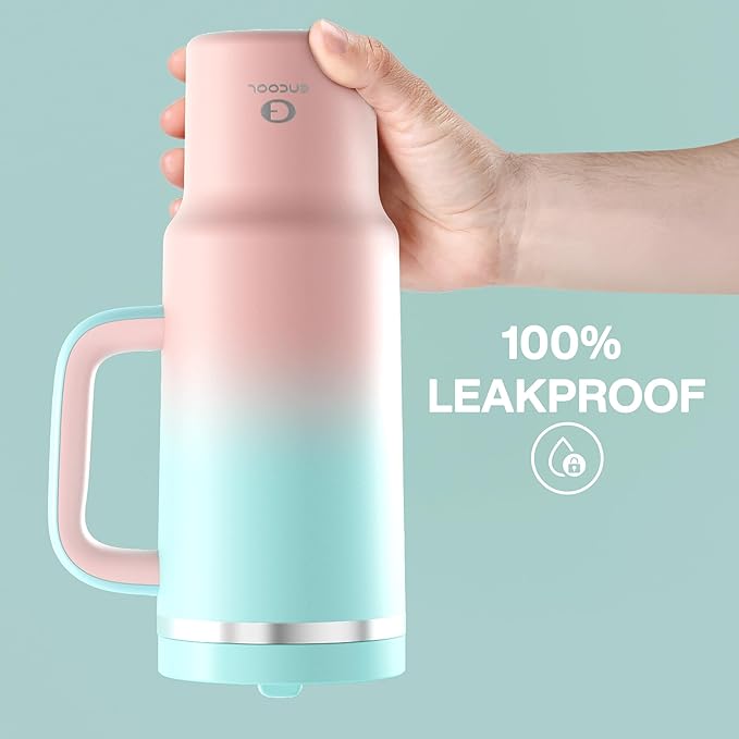 40 oz Tumbler with Handle and Straw: Stainless Steel Insulated Tumbler Keeps Cold for 24 Hours, Leakproof Travel Cup Fits in Cup Holder and BPA-Free, Cherry Blossom