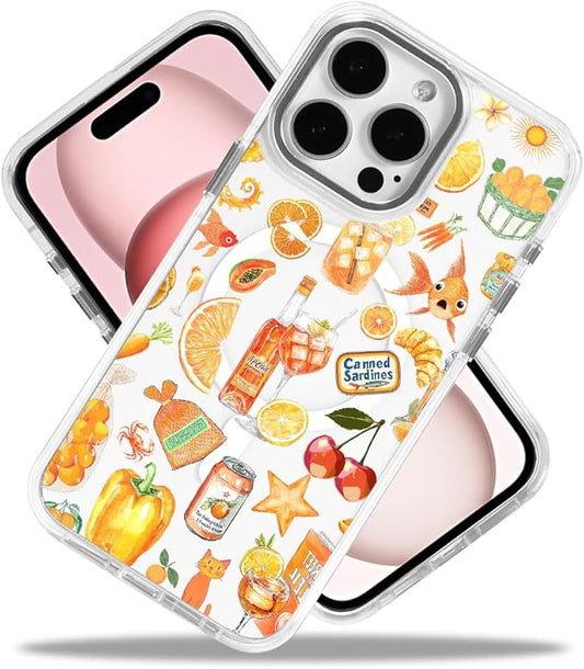 DAIZAG Case for iPhone 13, [Compatible with MagSafe],Phone Case for Women Girls Magnetic Clear Cover,Fruit Collage Summer Aesthetic