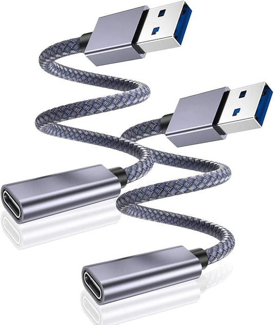 Basesailor USB 3.0 to USBC Adapter 0.75FT 2Pack,Type C Female to USB A Male Cable for New iPhone 17 16 15 14 13 Pro Max Air Car Charger,5Gbps 3.1 Type C Converter for iPad mini,Samsung Galaxy S25 S24
