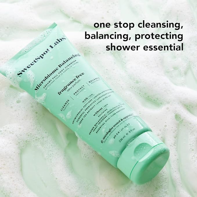 SweetSpot Labs Microbiome Balancing Feminine Wash, Clean, Gynecologist Tested & Approved, pH Balanced Body Wash, Unscented & Sulfate Free, 8 oz