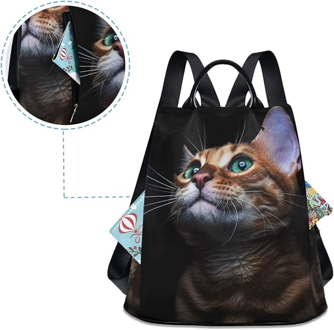 ALAZA Beautiful Bengalensis Cat Kitten Backpack Purse for Women Anti Theft Fashion Back Pack Shoulder Bag