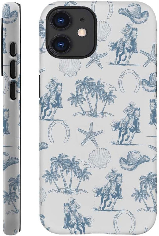DAIZAG Case Compatible with for iPhone 11,Vintage Cowboy Horses Seashell Starfish Phone Case for iPhone 11 for Girl Women Boy Men