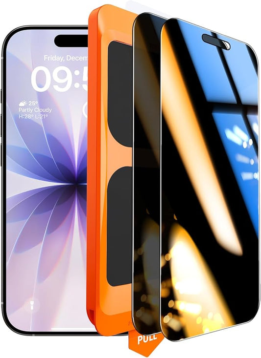 TOCOL Privacy Screen Protector for 17, 6.3 inch 9H Hardness Military Grade Shatterproof HD Tempered Glass for Full Coverage Easy Installation 2 Pack
