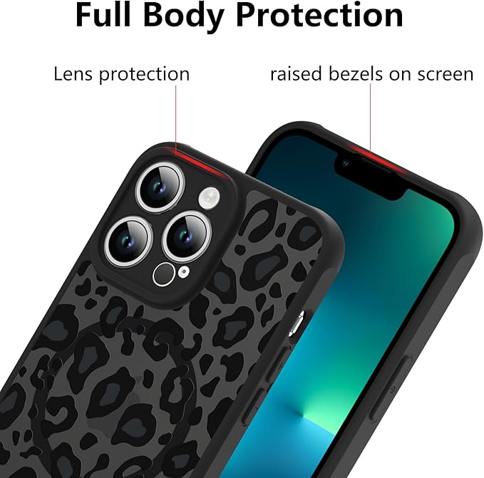 KANGHAR Case for iPhone 13 Pro Max Phone Case [Compatible with Magsafe] Leopard Printed Pattern Cute Cheetah Protective Magnetic Case for Girls Women Men 6.7"