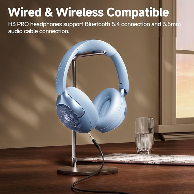 QCY H3 PRO Adaptive ANC Wireless Headphones Over Ear, 50dB Active Noise Cancellation with Multiple Modes, LDAC Hi-Res Wireless Audio, 55H Playtime, Custom EQ via App, Bluetooth 5.4