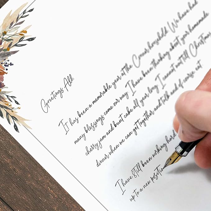 Indie Autumn Floral Letterhead / 50 Printed Sheets / 8.5" x 11" All Occasion Fall Celebration Paper/Decorative Boho Wedding Stationery Pack