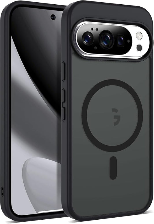Compatible with Google Pixel 10 Case & Google Pixel 10 Pro Case with Magnetic [Compatible with Mag-Safe] Slim Translucent Matte Phone Cases with Anti-Fingerprint Tech, Black