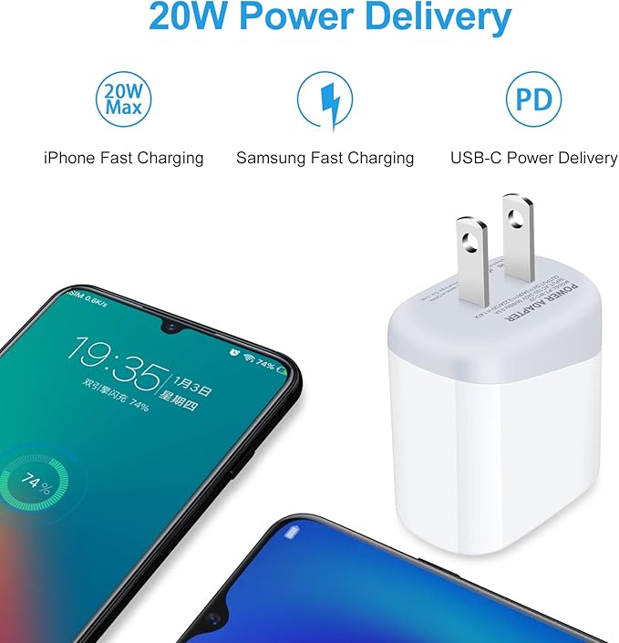 USB C Pixel 7 Fast Charger Type C Charging Block for Google Pixel 10 9a 9 Pro XL 8a 8 Pro 7a 7 Pro 7 6a 6 Pro 5a,20W PD 3.0 USB C Wall Charger Box Cube Power Adapter for iPhone 14,Samsung Galaxy S24