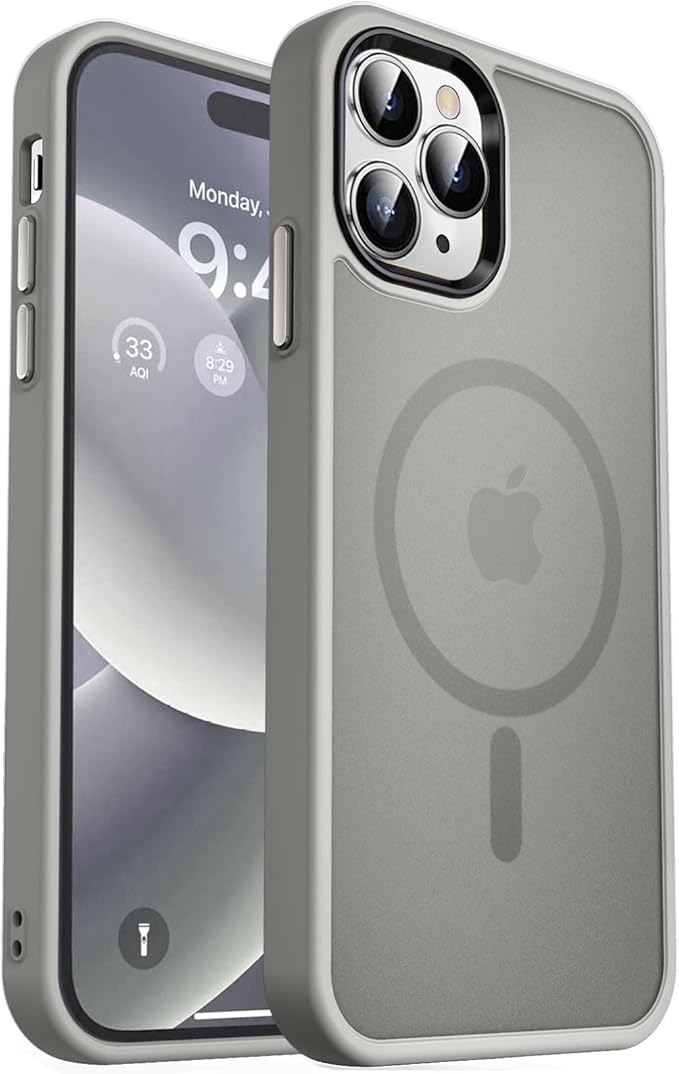 MOCCA Strong Magnetic for iPhone 14 Pro Max Case [Compatible with Magsafe] [10FT Military Grade Protective] Translucent Matte Slim Shockproof Case for iPhone 14 Pro Max 6.7"- Titanium Gray