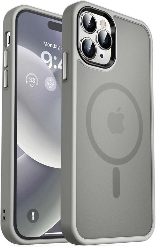 MOCCA Strong Magnetic for iPhone 14 Pro Max Case [Compatible with Magsafe] [10FT Military Grade Protective] Translucent Matte Slim Shockproof Case for iPhone 14 Pro Max 6.7"- Titanium Gray