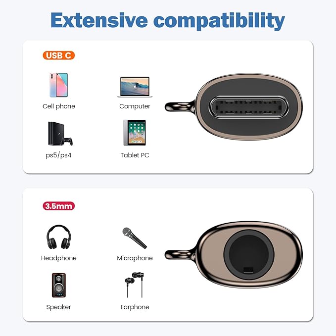 Fidioto USB C to Audio Jack Adapter, 2Pcs Type C to 3.5mm Audio Adapter Compatible with iPhone 15 Plus/15 Pro Max, Samsung Galaxy S23 S22 S21 S20 Ultra, Pixel, iPad Pro, MacBook, Square Reader