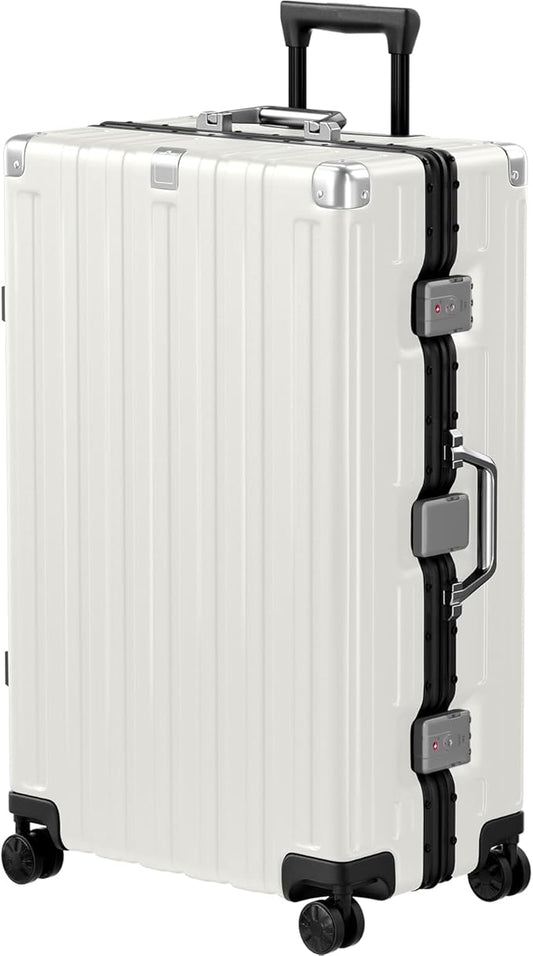 Krute Luggage 28 Inch Aluminum Frame Luggages TSA Lock No Zipper Checked Suitcase with Spinner Wheels Hard Shell Lightweight PC+ABS Large Suit Case