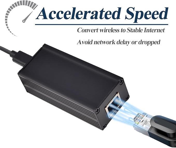 25W PoE to USB C Adapter Converter, PoE to Type-C Power Output with Ethernet, 5V/9V/12V/15V/20V Adaptive Output, Wired Broadband and PD Charging for Phone/Tablet (PD2CAT-20V)