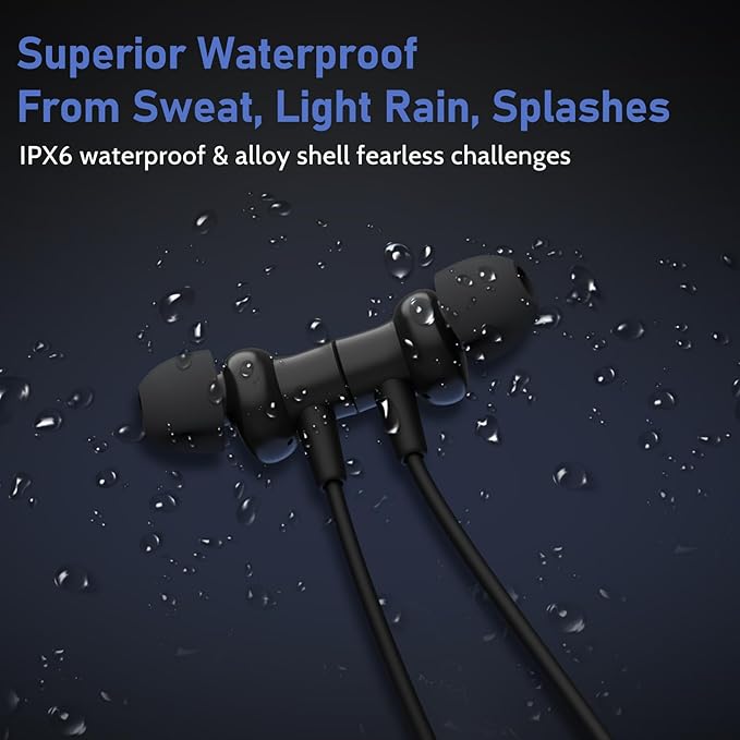 Neckband Bluetooth Earbuds, Wireless Bluetooth 5.3 Headphones 80Hrs Extra Long Playtime Stereo Bass in-Ear Headsets with Mic, IPX6 Waterproof Magnetic Earbuds, HD Sound for Running, Gym, Travel
