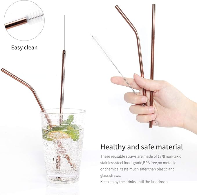 Portable Stainless Steel Flatware Set, Travel Camping Cutlery Set, Portable Utensil Travel Silverware Dinnerware Set with a Waterproof Case (Rose God)