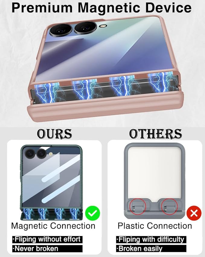 STORMTAL for Samsung Galaxy Z Flip 7 Case, Hinge Protection, Built-in Screen Protector, Wireless Charging, Shockproof, Slim Rugged Phone Protective Case for Galaxy Z Flip 7 Pink