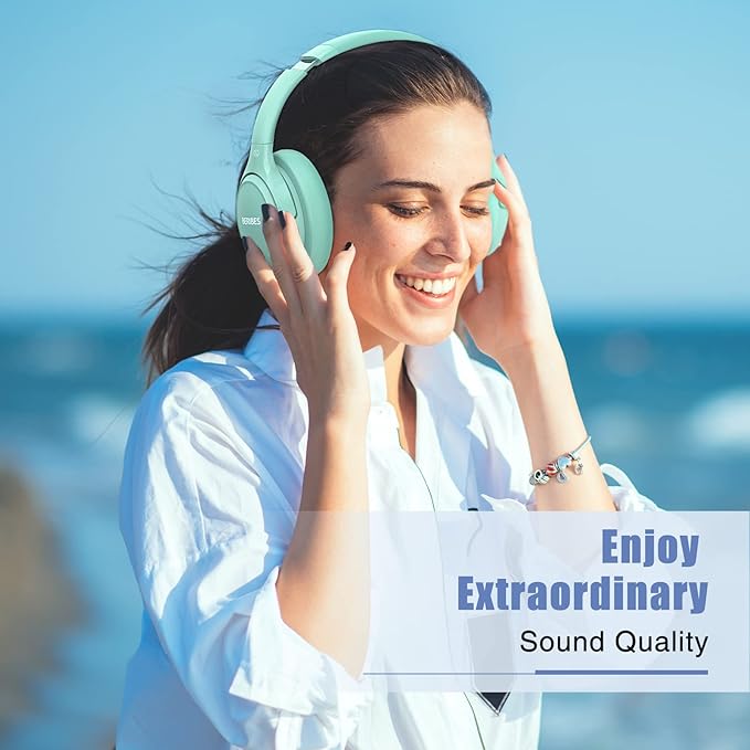 BERIBES Bluetooth Headphones Over Ear, 65H Playtime and 6 EQ Music Modes Wireless Headphones with Microphone, HiFi Stereo Foldable Lightweight Headsets, Deep Bass for Home Office Cellphone PC Ect.