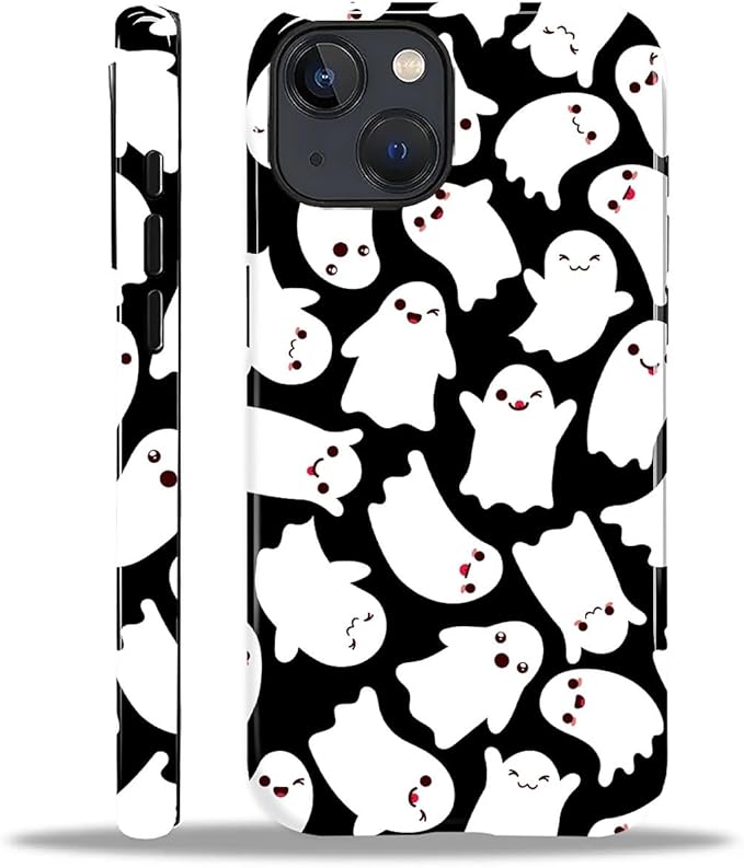 Case for iPhone 14 Plus Case,Halloween Ghosts Bats Design - Hybrid Dual Protection Silicone + Hard PC Shockproof Full Body Cover Slim Anti-Scratch Protective Case for Men Women