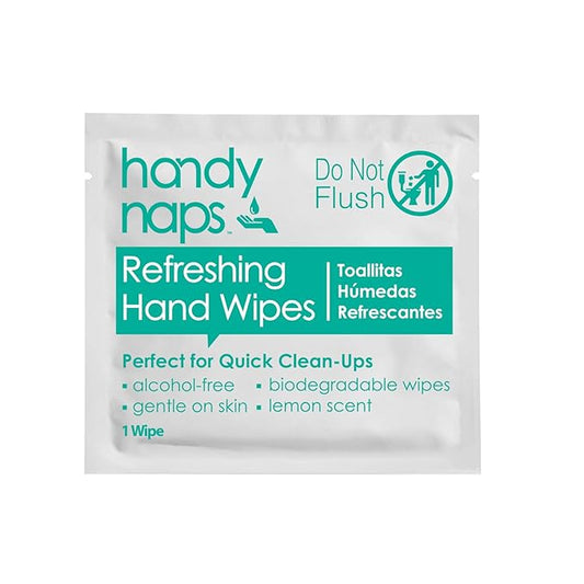 Handynaps Refreshing Hand Wipes, Alcohol-Free With Fresh Lemon Scent - Case of 1000 Individually Wrapped Wipes For Adults and Kids, Travel Essentials