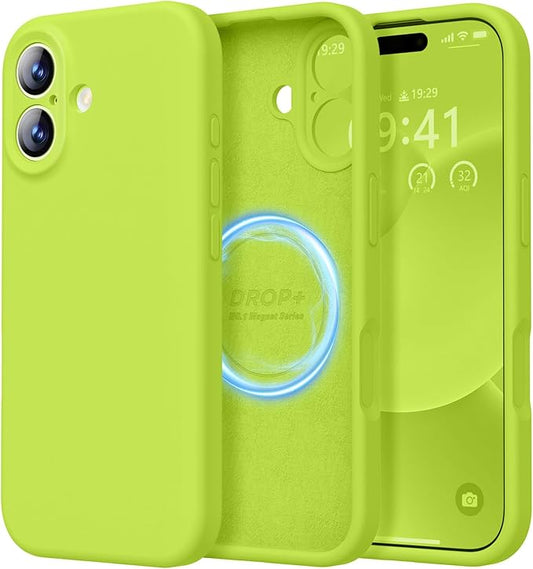 LOVE 3000 Designed for iPhone 17 Case, Premium Silicone [Compatible with Magsafe][Soft Anti-Scratch Microfiber Lining] Shockproof Protective Phone Case for Men Women 6.3", Fluorescent Green