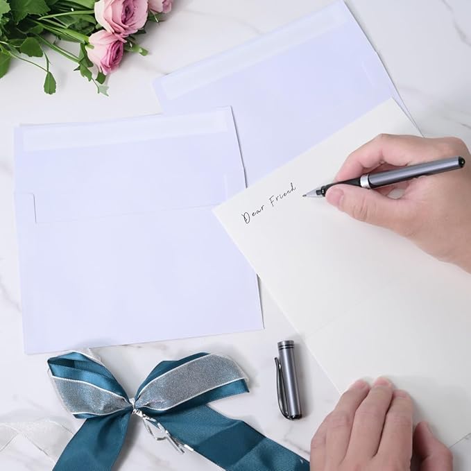Keketer A2 White Printable Envelopes 80 Pack Self - Seal, for 5x7 Cards, Weddings, Invitations, Baby Shower 4.375 x 5.75 Inches
