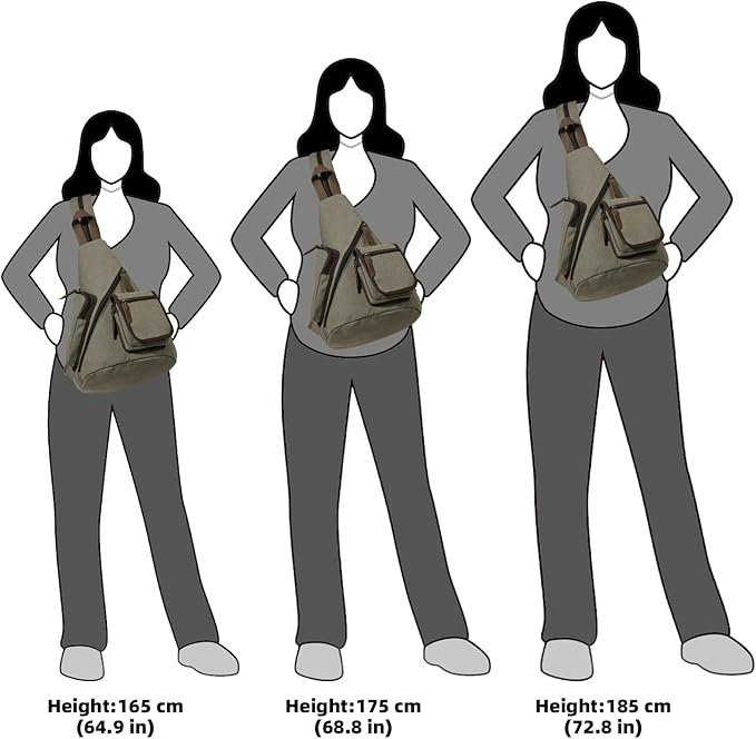 KL928 Canvas Sling Bag - Casual Crossbody Shoulder Daypack Rucksack Backpack for Men Women, Olive Green