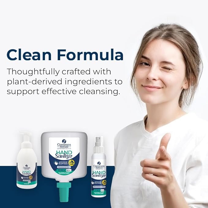 Common Sense Hand Sanitizer: Long Lasting Natural and Moisturizing, Quick Drying Foaming Formula, Mini Pump Bottle 16.9 Fl oz for Home & Office Use