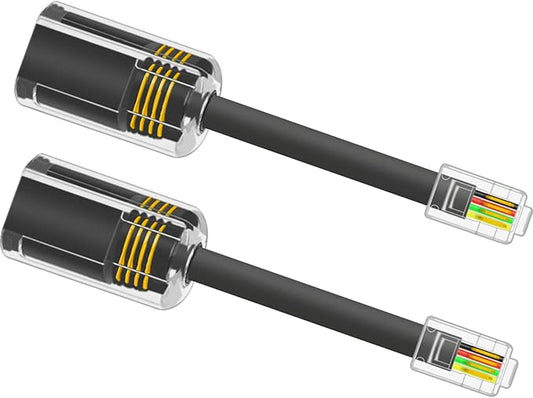 NECABLES 2Pack Phone Cord Detangler for Landline Telephone Handset Cord Detangler for Desk Phone RJ9 4P4C Male to Female Black