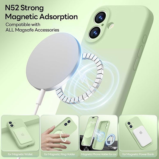 LOVE 3000 Designed for iPhone 17 Case, Premium Silicone [Compatible with Magsafe][Soft Anti-Scratch Microfiber Lining] Shockproof Protective Phone Case for Men Women 6.3", Matcha