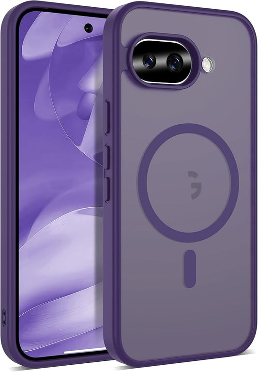 Compatible with Google Pixel 9A Case with Magnetic [Compatible with Mag-Safe][Military Grade Drop Protection] Slim Translucent Matte Phone Case with Anti-Fingerprint Tech, Purple