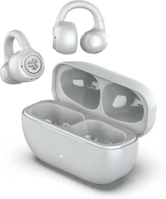 JLab Flex Open Earbuds, Clip-on Cuff Design, Wireless Open-Ear Audio Freedom Effortless Fit, Safe Listening, Bluetooth Multipoint, Customize with The App, Cloud White