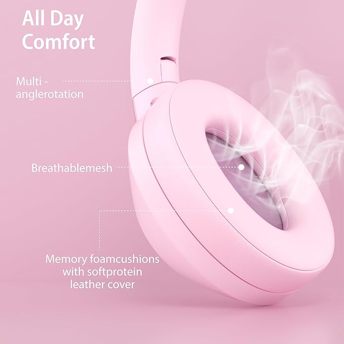 Active Noise Cancelling Headphones, 100H Playtime Headphone Wireless Bluetooth, Bluetooth Headphone with Microphone, Over Ear Wireless Headphones with Deep Bass,Fast Charging for Travel