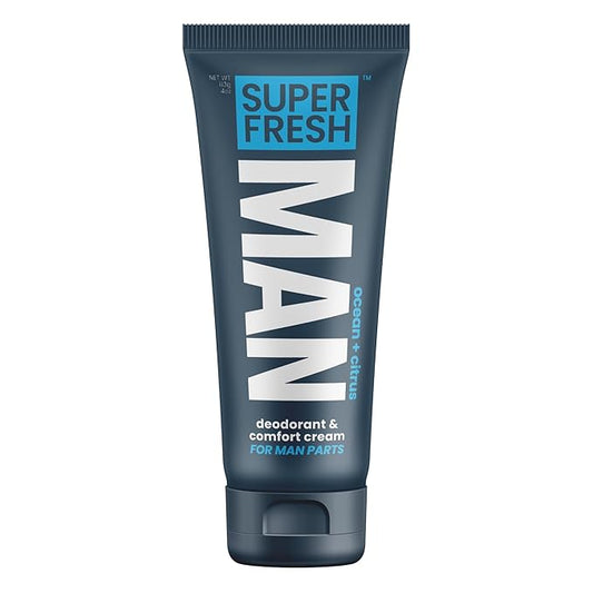 Super Fresh Ball Deodorant Lotion for Men Groin Butt and Body Hygiene Cream Controls Odor Prevents Chafing Aluminum Free Daily Freshness and Comfort Powder Lotion Formula in Convenient 4 oz Tube