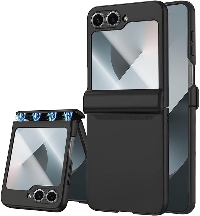 STORMTAL for Samsung Galaxy Z Flip 6 Case/Z Flip 7 FE Case, Hinge Protection, Built-in Screen Protector, Wireless Charging, Slim Rugged Phone Protective Case for Galaxy Z Flip 6 Black