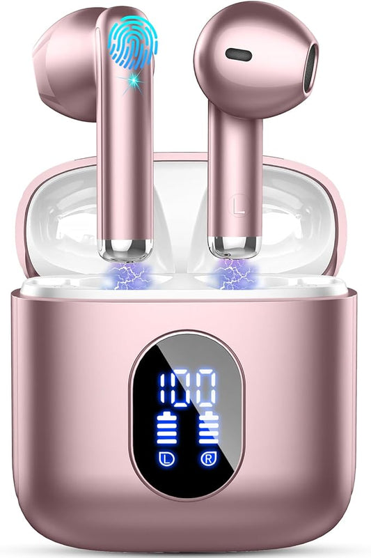 Wireless Earbuds Bluetooth 5.4 with 4 ENC Microphones, 30H Playtime USB-C Charging Case, Hi-Fi Stereo Sound, IP7 Waterproof & Ultra-Mini 3g Design for iPhone Android Gym Running, 2025 Upgraded