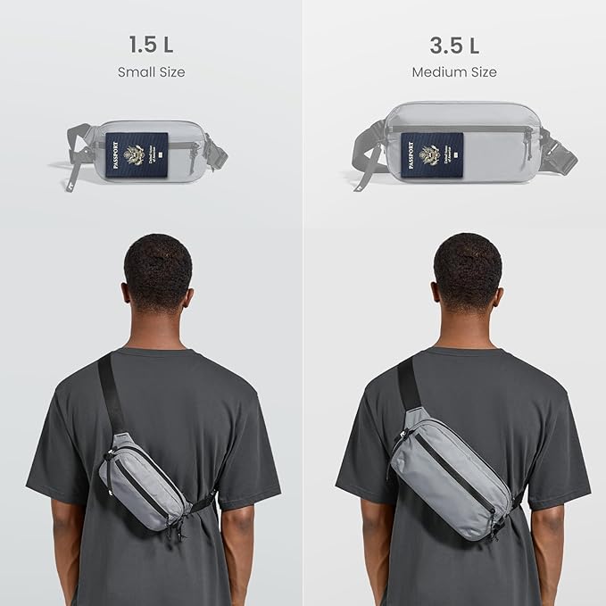 tomtoc 1.5L Sling Bag with RFID Blocking, Crossbody Bag Minimalist Chest Shoulder Pack for Men and Women, Water-resistant Lightweight Casual Waist Fanny Pack for Travel, Daily Use