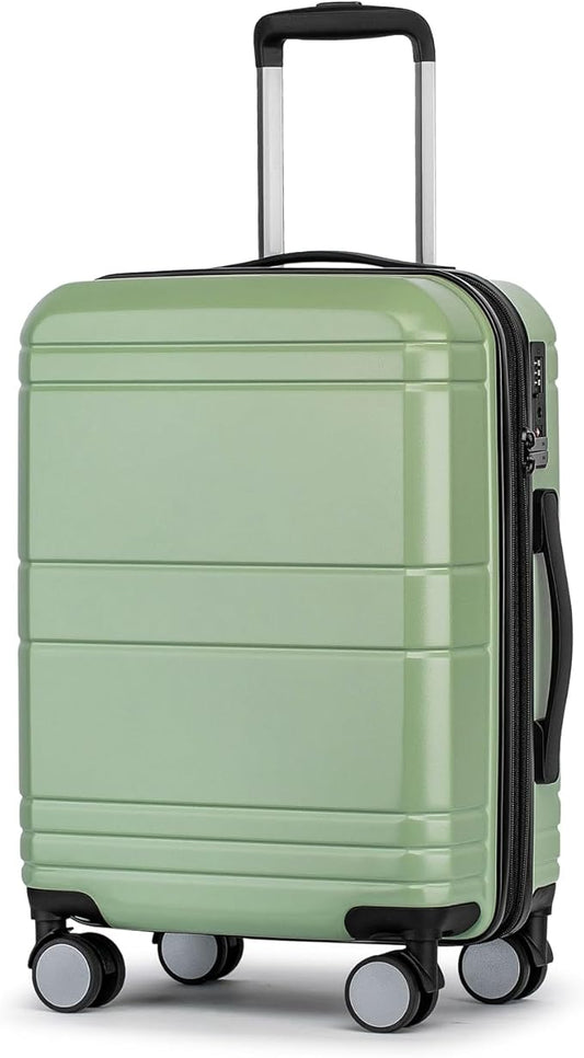 KYME Carry On Luggage 22x14x9 Airline Approved with TSA Lock Hard Shell Carry On Suitcase Lightweight Suitcases with Wheels Small Luggage for Men Women,Carry-On 20 Inch,Lt Green