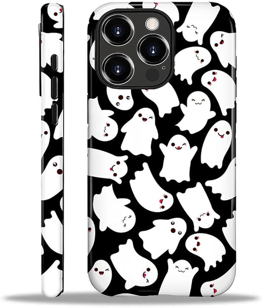 Case for iPhone 16 Pro Max Case,Halloween Ghosts Bats Design - Hybrid Dual Protection Silicone + Hard PC Shockproof Full Body Cover Slim Anti-Scratch Protective Case for Men Women