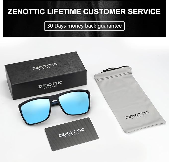 ZENOTTIC Polarized Sunglasses for Men Lightweight TR90 Frame UV400 Protection Square Sun Glasses