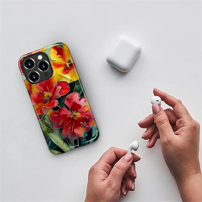 Case for iPhone 13 Pro Max Case,Vintage Floral Girly Design - Hybrid Dual Protection Silicone + Hard PC Shockproof Full Body Cover Slim Anti-Scratch Protective Case for Men Women